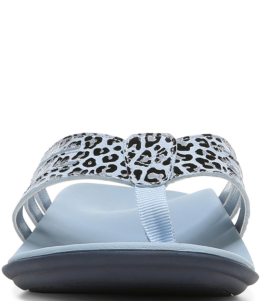 Vionic Alta Leopard Print Leather Thong Flat Sandals