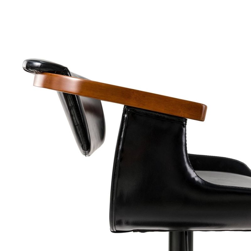 Set of 2 36" Leatherette Height Adjustable Swivel Barstools Black - Glitzhome