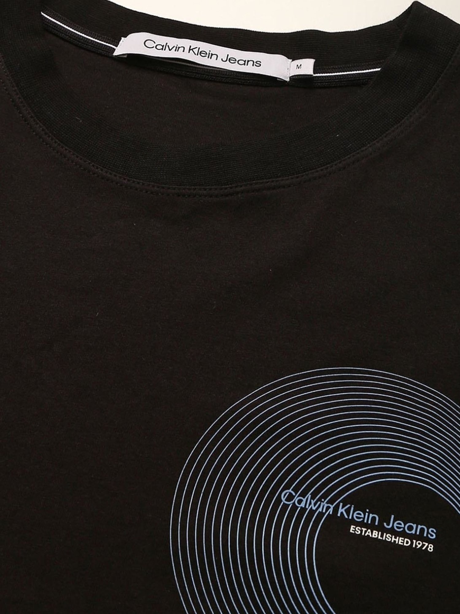 Calvin Klein Jeans Black Cotton Comfort Fit Logo Printed T-Shirt