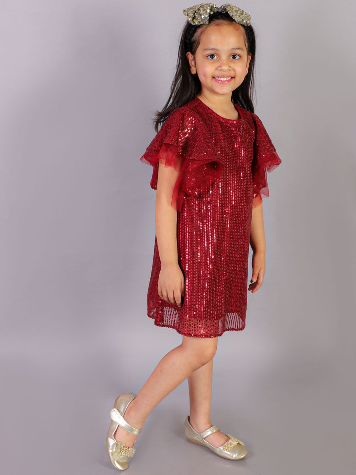 Lil Drama Kids Red Embellished Dress