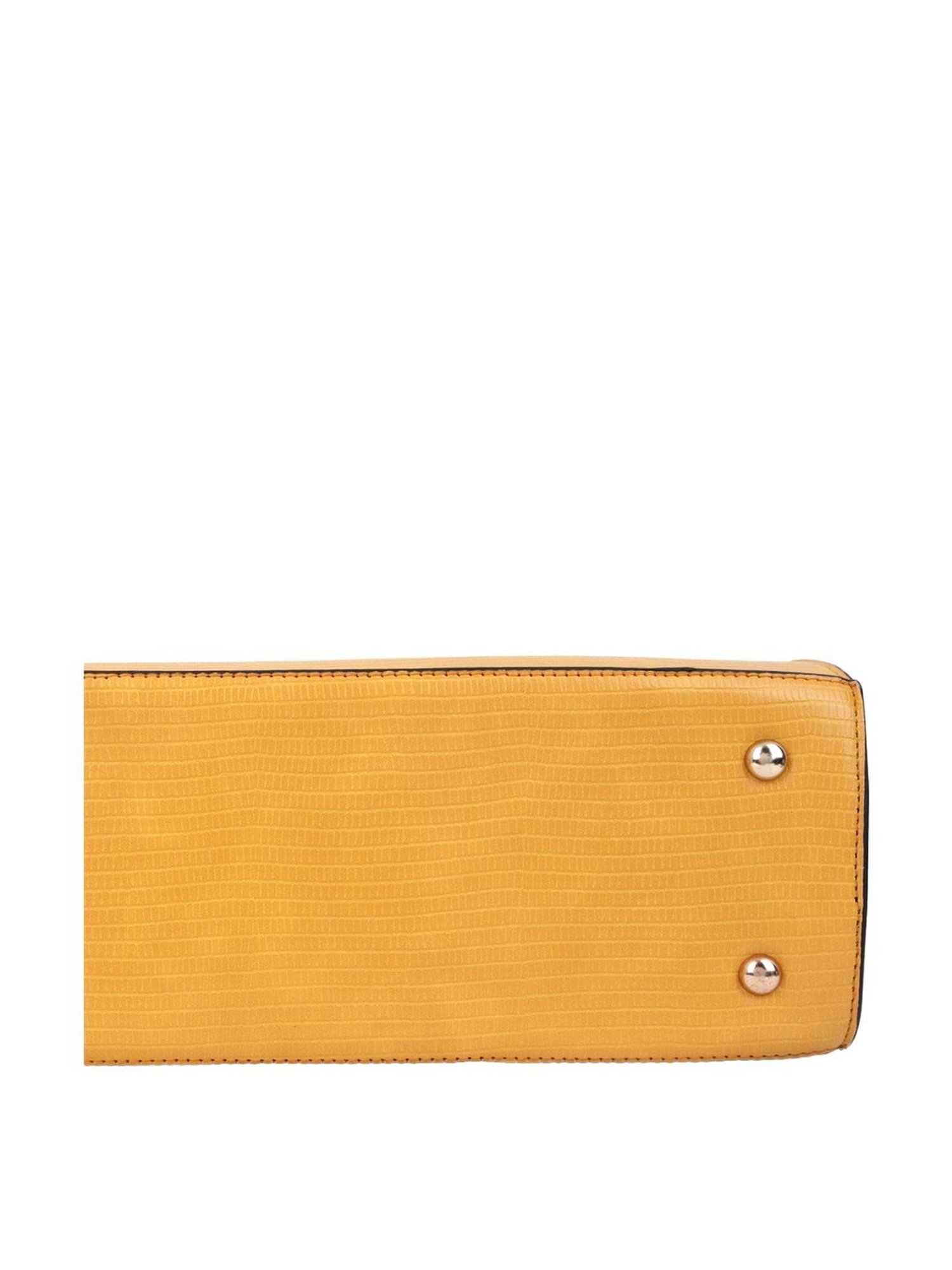 Carlton London Yellow Textured Large Shoulder Handbag