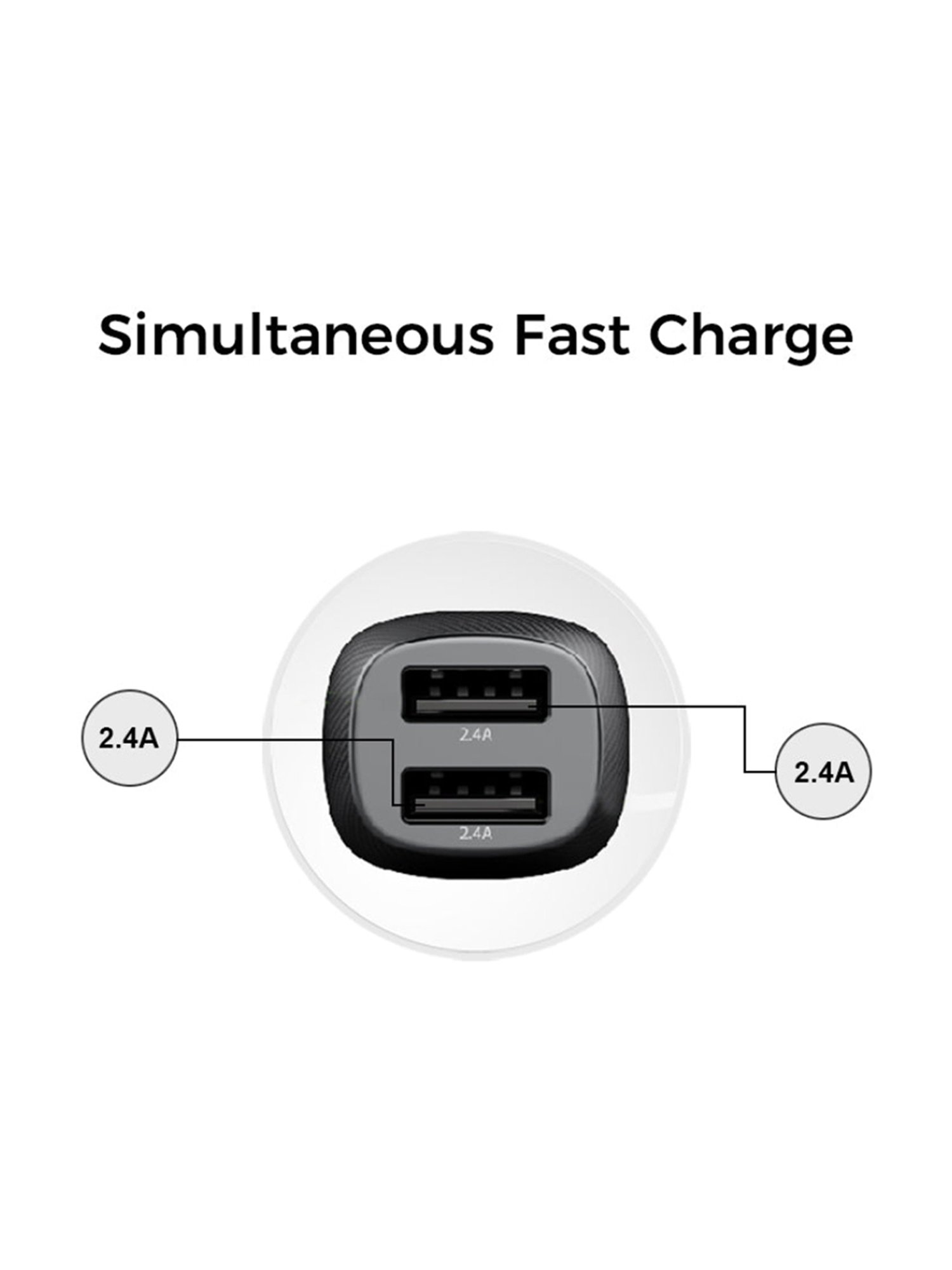 Ultraprolink UM1094C Mach 24 Dual USB Fast Car Charger with Dual USB Ports Port (Black)