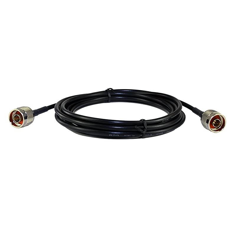 15 ft Low-Loss Coax Jumper Cable (50 Ohm) - N Male to N Male - for 3G/4G/LTE/Ham/ADS-B/GPS/RF Radio to Antenna, Amplifier/Booster or Surge Arrester Use