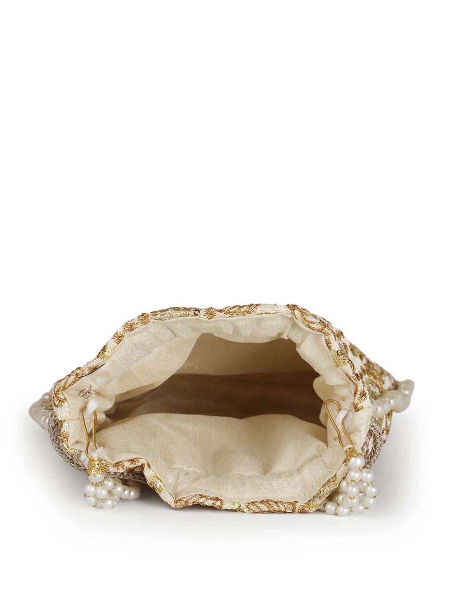 Gaurapakhi Golden Embroidered Potli