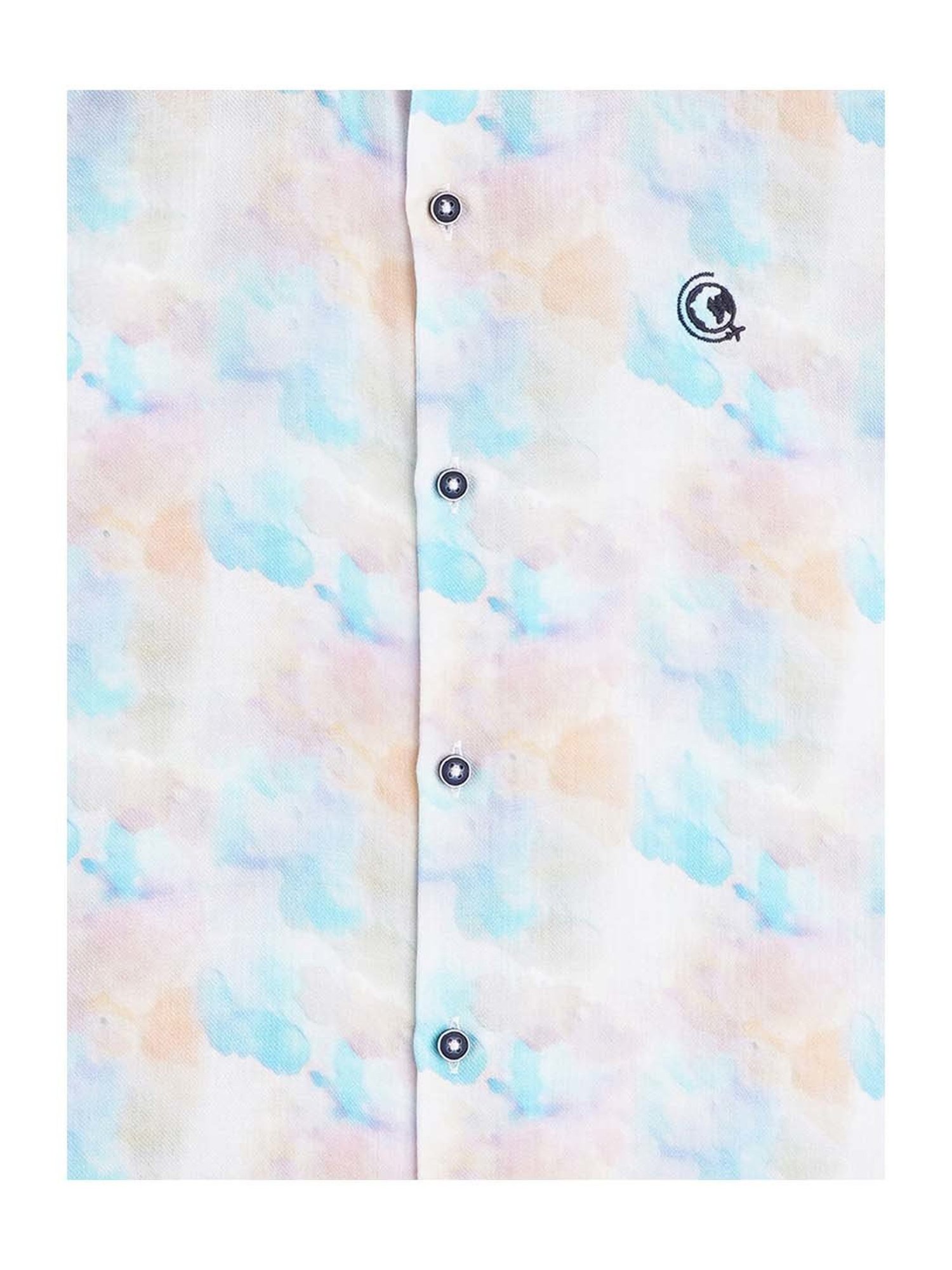 Cavio Kids Blue & White Cotton Printed Shirt with T-Shirt