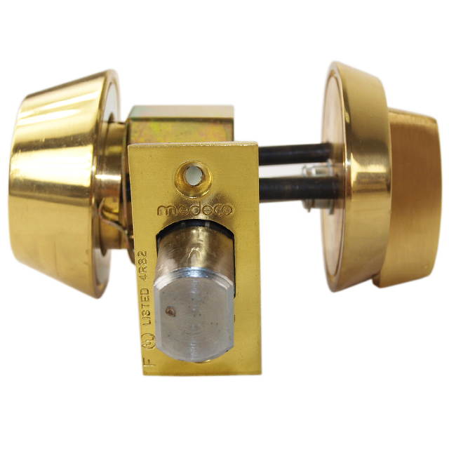 Medeco, 11-0100-05-00, Bright Brass, Single Cylinder Deadbolt, 2-3/8" Backset 00 Keyway HIGH SECURITY