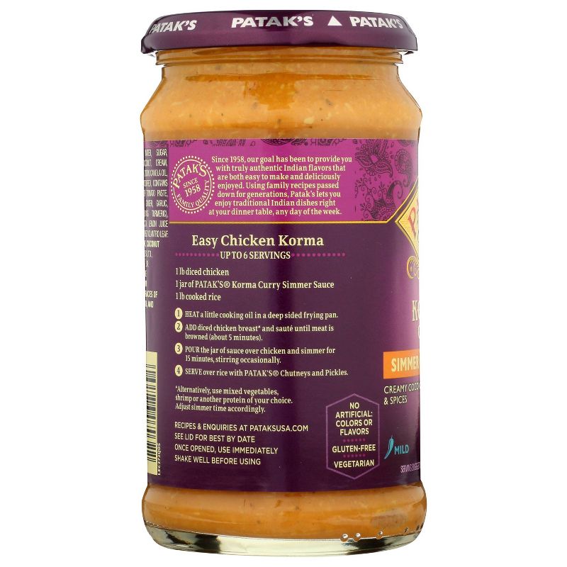 Patak's Korma Curry Simmer Sauce 15oz
