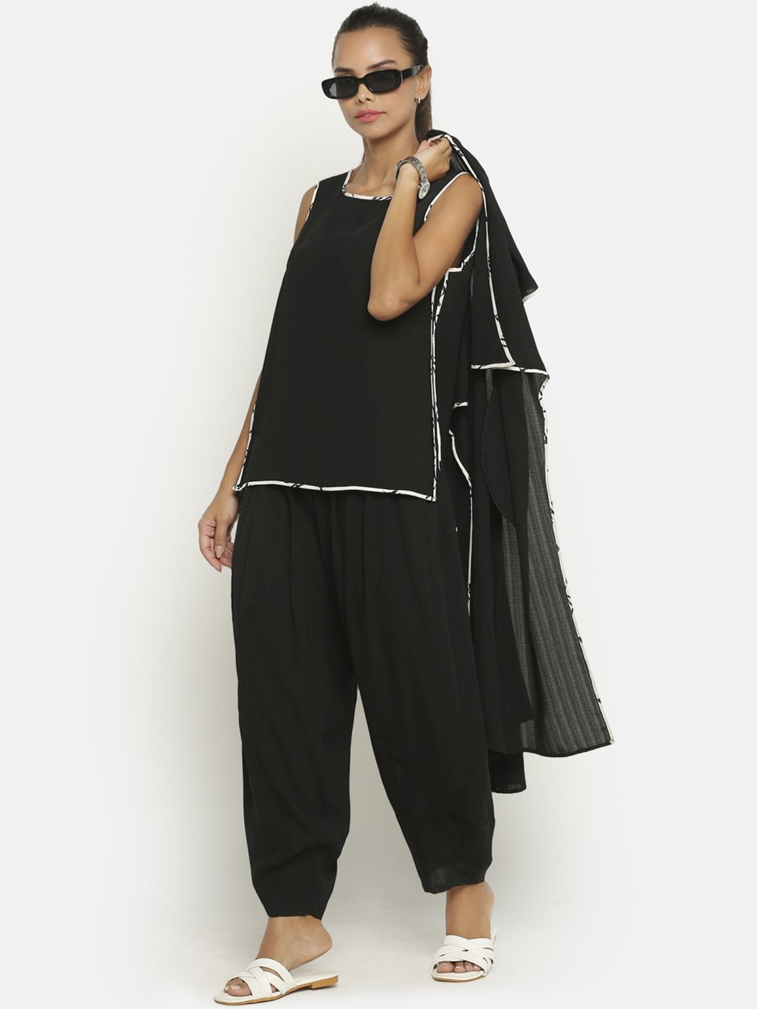 Office & You Black Mid Rise Harem Pants