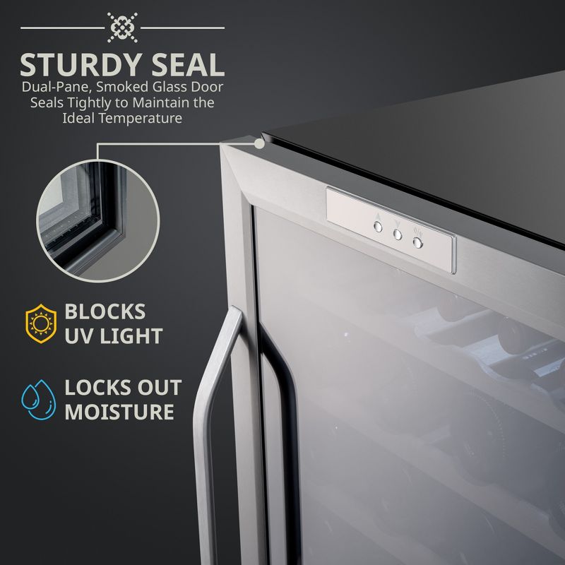 Ivation 34-Bottle Compressor Freestanding Wine Cooler Refrigerator - Stainless Steel