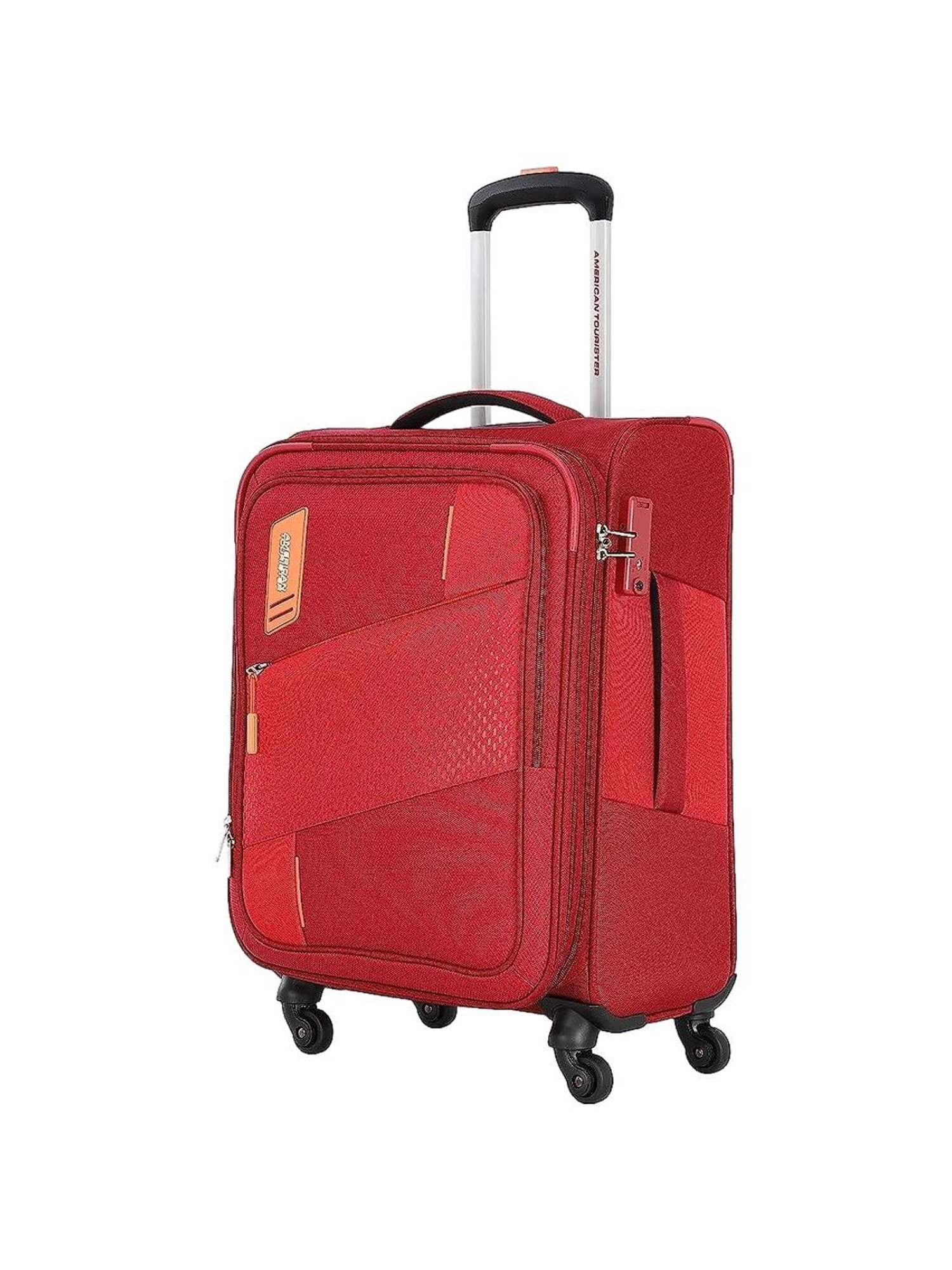 American Tourister Spruce Red Textured Soft Cabin Trolley Bag - 59 cm