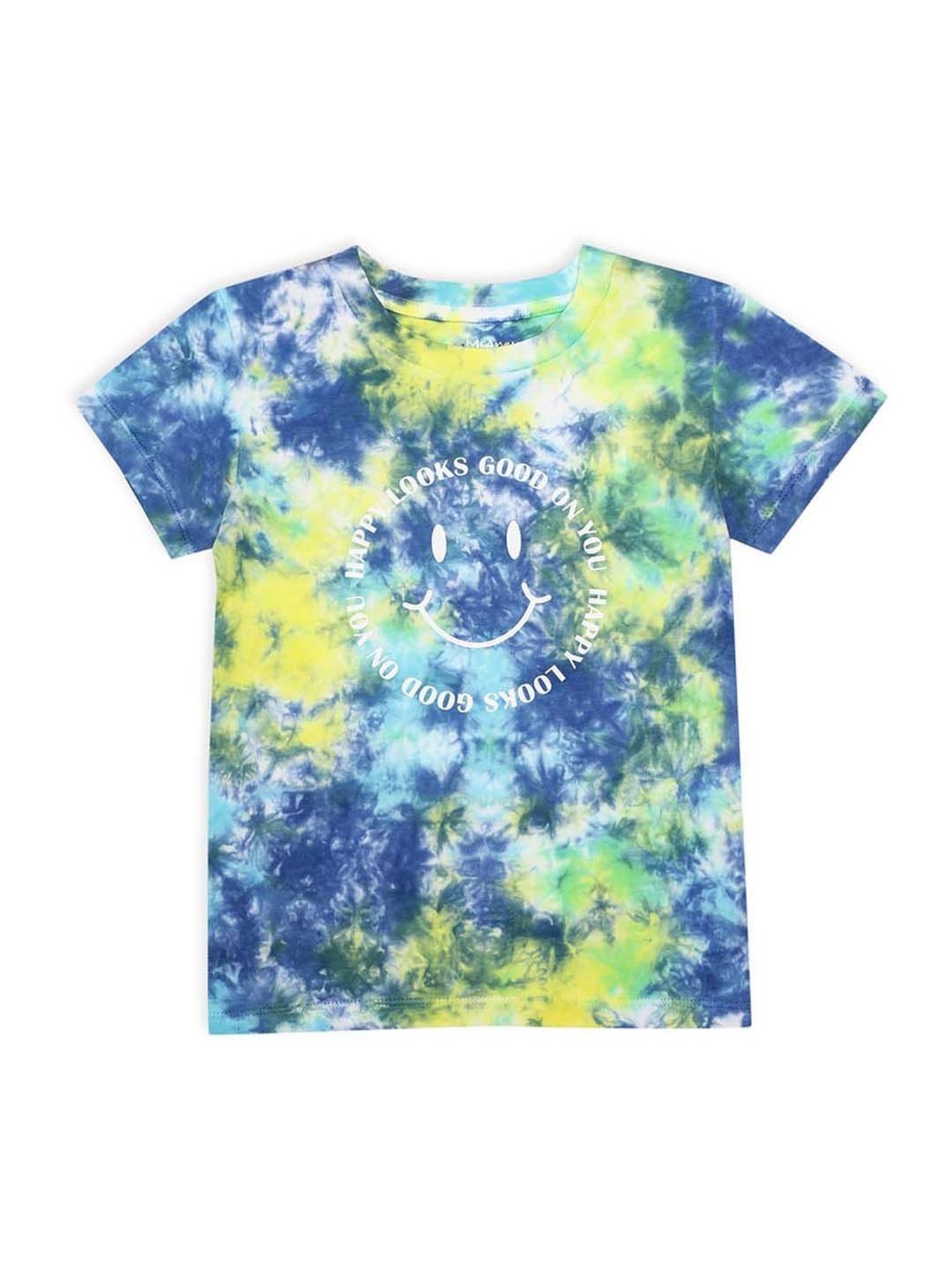 MiArcus Kids Blue & Yellow Cotton Printed T-Shirt