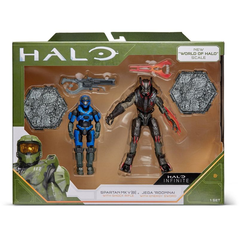 HALO - 2 Figure Pack (4" Heroes and Villains Figures) - Spartan Mk. V vs. Jega Rdomnai