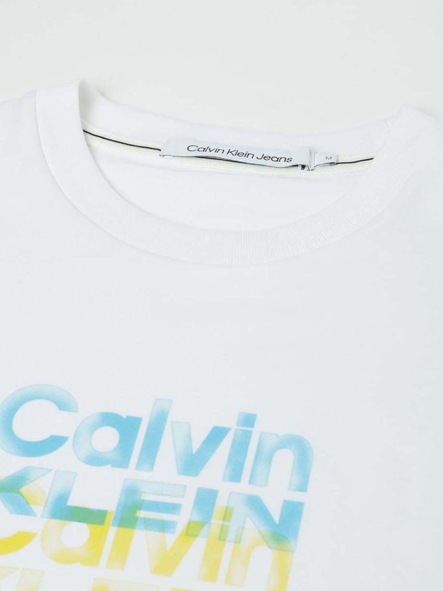 Calvin Klein Jeans Bright White Cotton Slim Fit Logo Printed T-Shirt