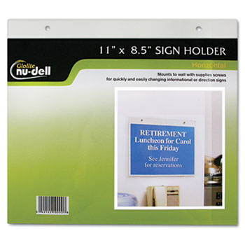 Nu-Dell 38008Z Clear Plastic Sign Holder, Wall Mount, 8 1/2 x 11