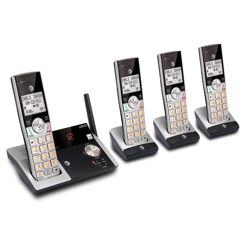 AT&T DECT 6.0 Cordless Phone System w/ 4 Handsets - Silver/Black CL82415
