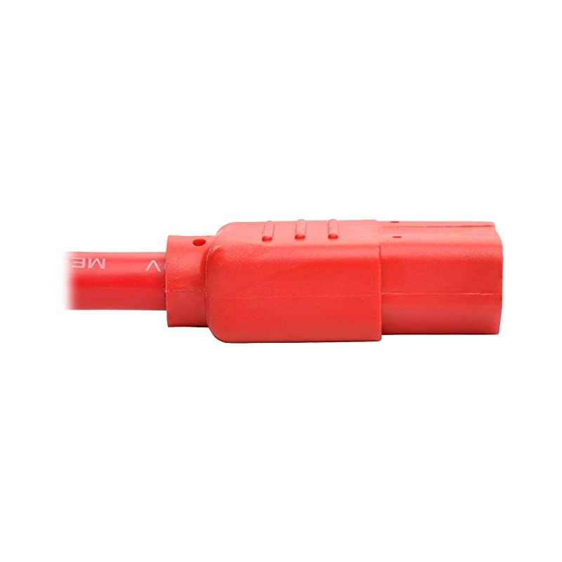 Standard Computer Power Extension Cord 10A 18 AWG IEC320C14 to IEC320C13 Red 2 ft P004002ARD