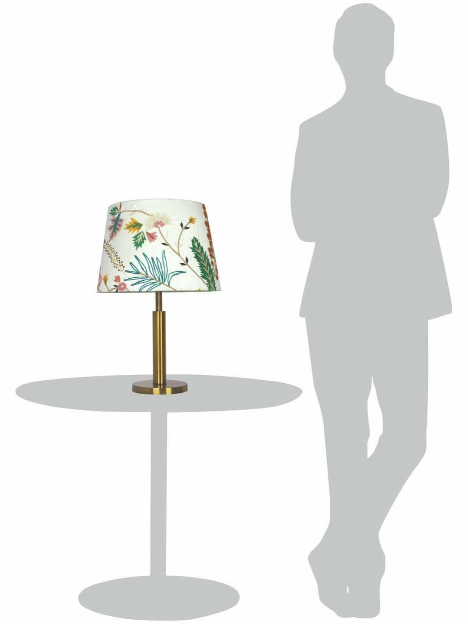FOS LIGHTING Transitional Brushed Golden & White Steel Table Lamp With Fabric Shade