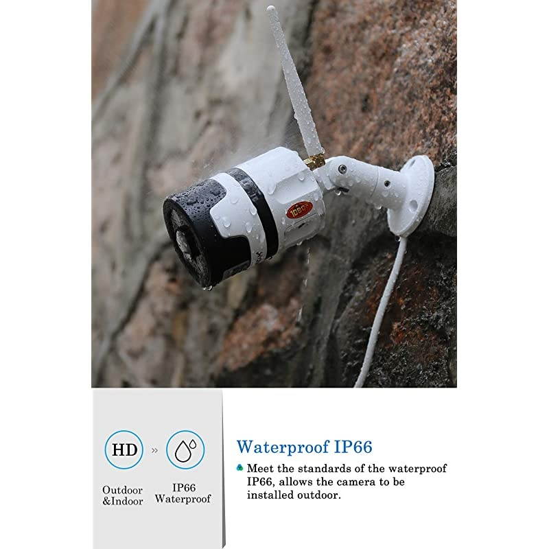 Outdoor Security Camera Wireless WiFi  FHD 1080P 180&deg; Angle Home Bullet Surveillance Cameras Camera for Home Security with IP66 Waterproof Night Vision Motion Detection TwoWay Audio