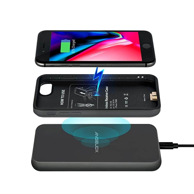 Wireless Charger with Qi Wireless Charging Receiver Case for iPhone 6/6s/7,Type-C 7.5W Fast Wireless Charging Pad Station for iPhone Xs/Xs Max/X/8 Plus,Samsung Note 9 ect.(4.7inch-No Battery