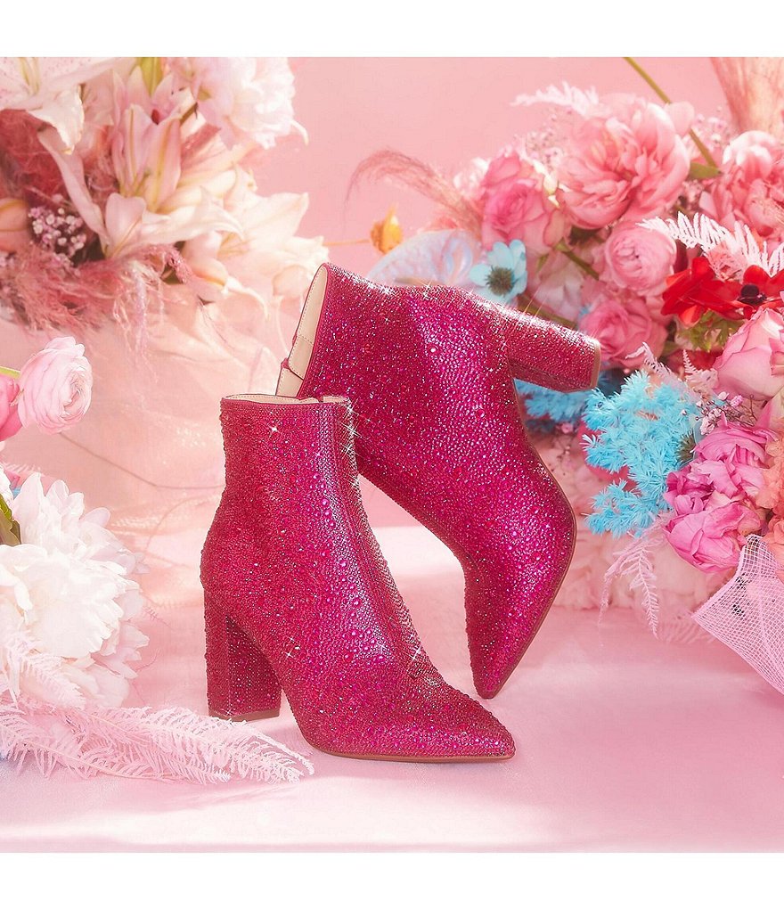 Blue by Betsey Johnson Cady Rhinestone Embellished Block Heel Booties