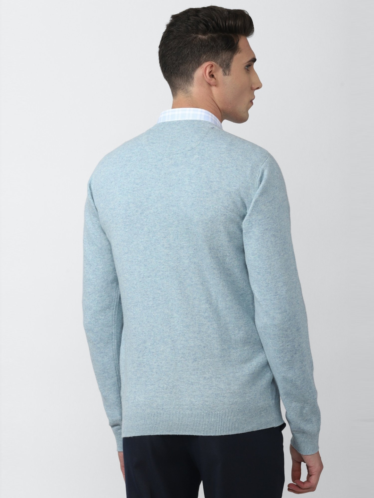 Van Heusen Blue Regular Fit Texture Sweater