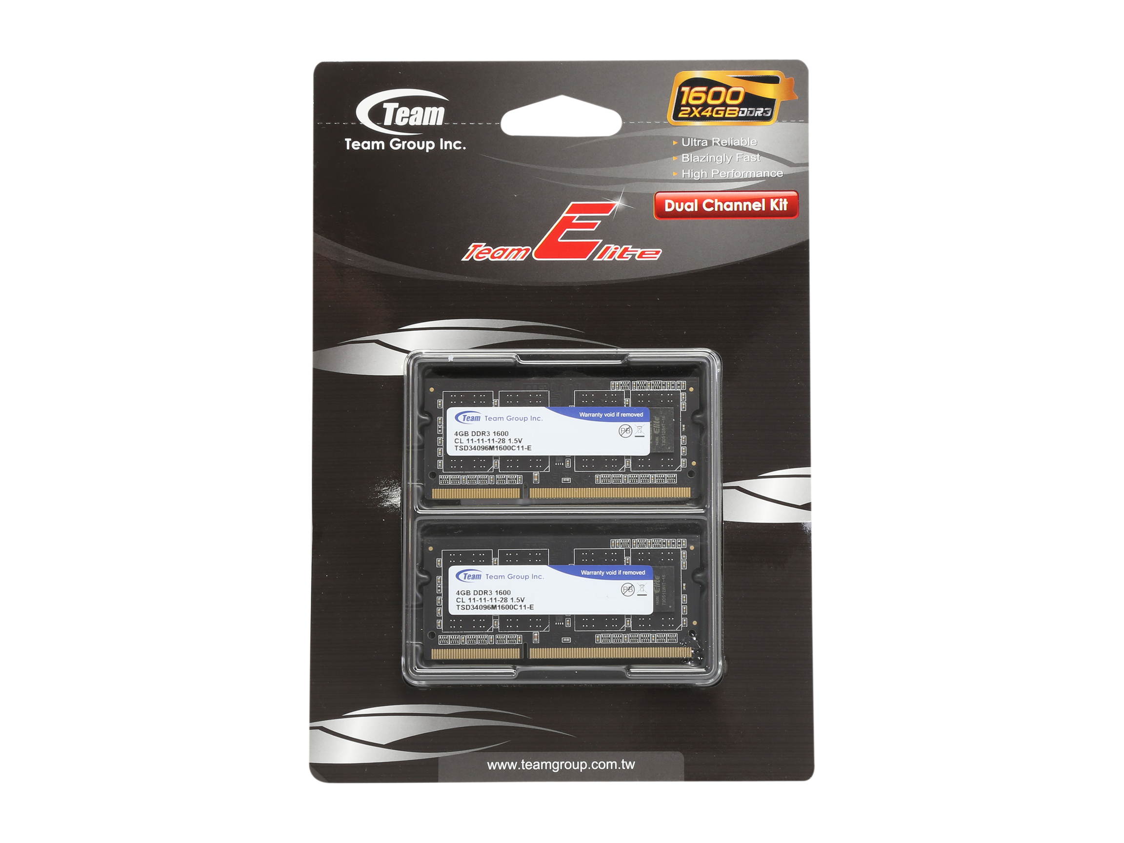 Team 8GB (2 x 4GB) 204-Pin DDR3 SO-DIMM DDR3 1600 Laptop Memory Model TSD38192M1600C11DC-E