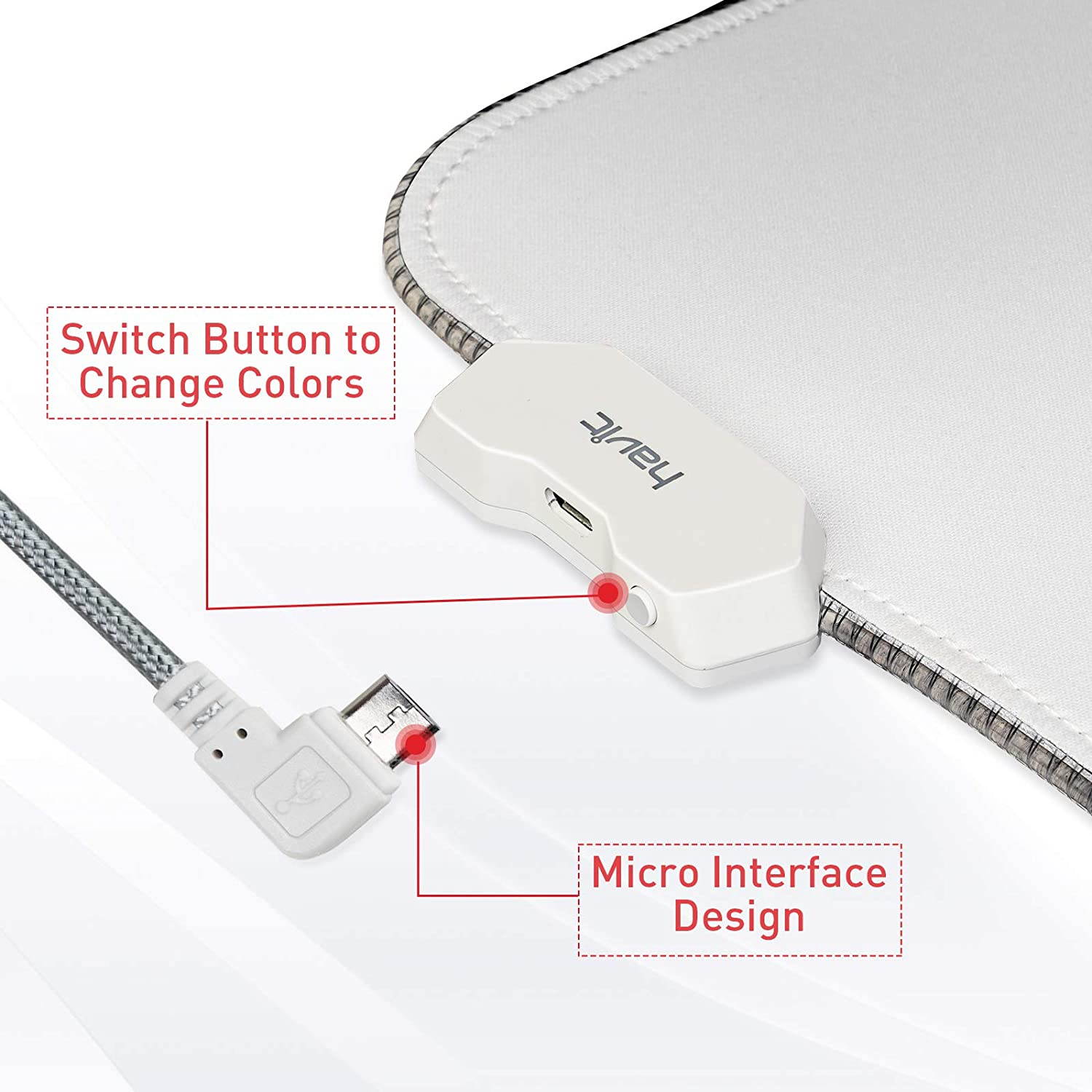 RGB Gaming Mouse Pad Soft Non-Slip Rubber Base Mouse Mat for Laptop Computer PC Games (31.511.80.16 inches, White)