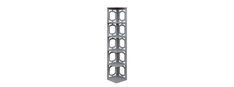 63.75" Omega 5 Tier Corner Bookcase Gray - Breighton Home