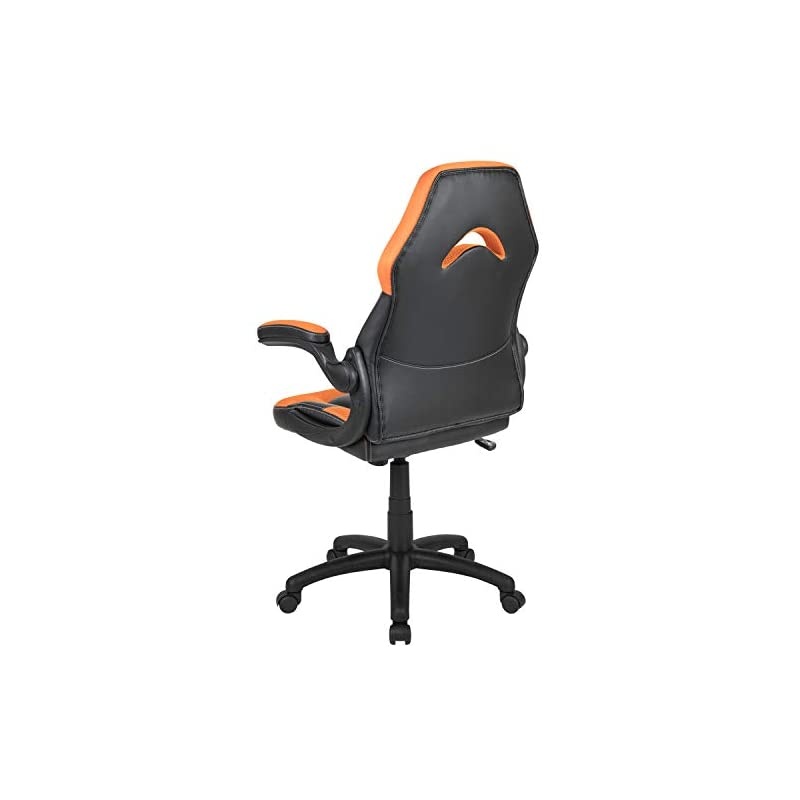 X10 Gaming Chair Racing Office Ergonomic Computer PC Adjustable Swivel Chair with Flip-up Arms, Orange/Black LeatherSoft