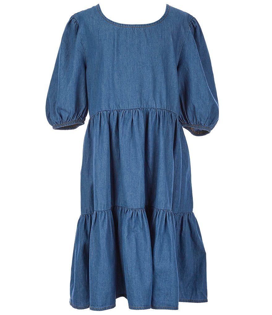 Ally B Big Girls 7-16 Short-Sleeve Denim Peasant Dress