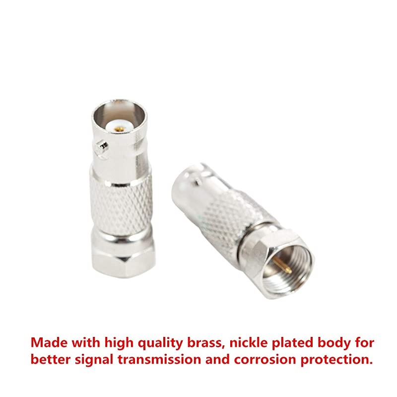 BNC to Coax, 5-Pack  BNC Female to F Male Connector for RF Radio Antenna and Video Applications