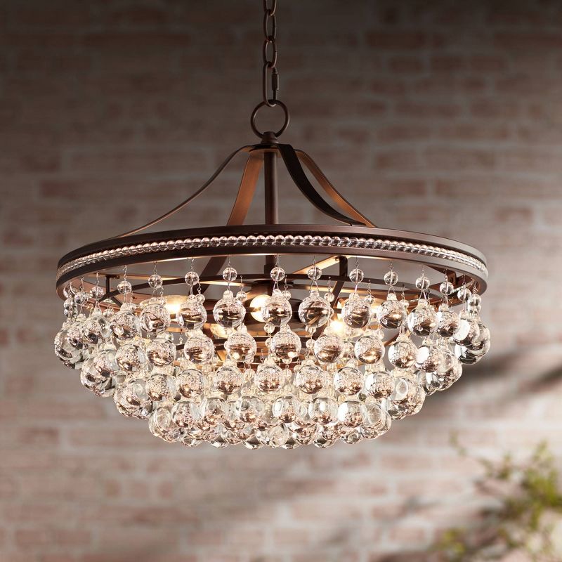 Vienna Full Spectrum Bronze Pendant Chandelier 20 1/4" Wide Clear Crystal 5-Light Fixture Dining Room House Foyer Kitchen Entryway