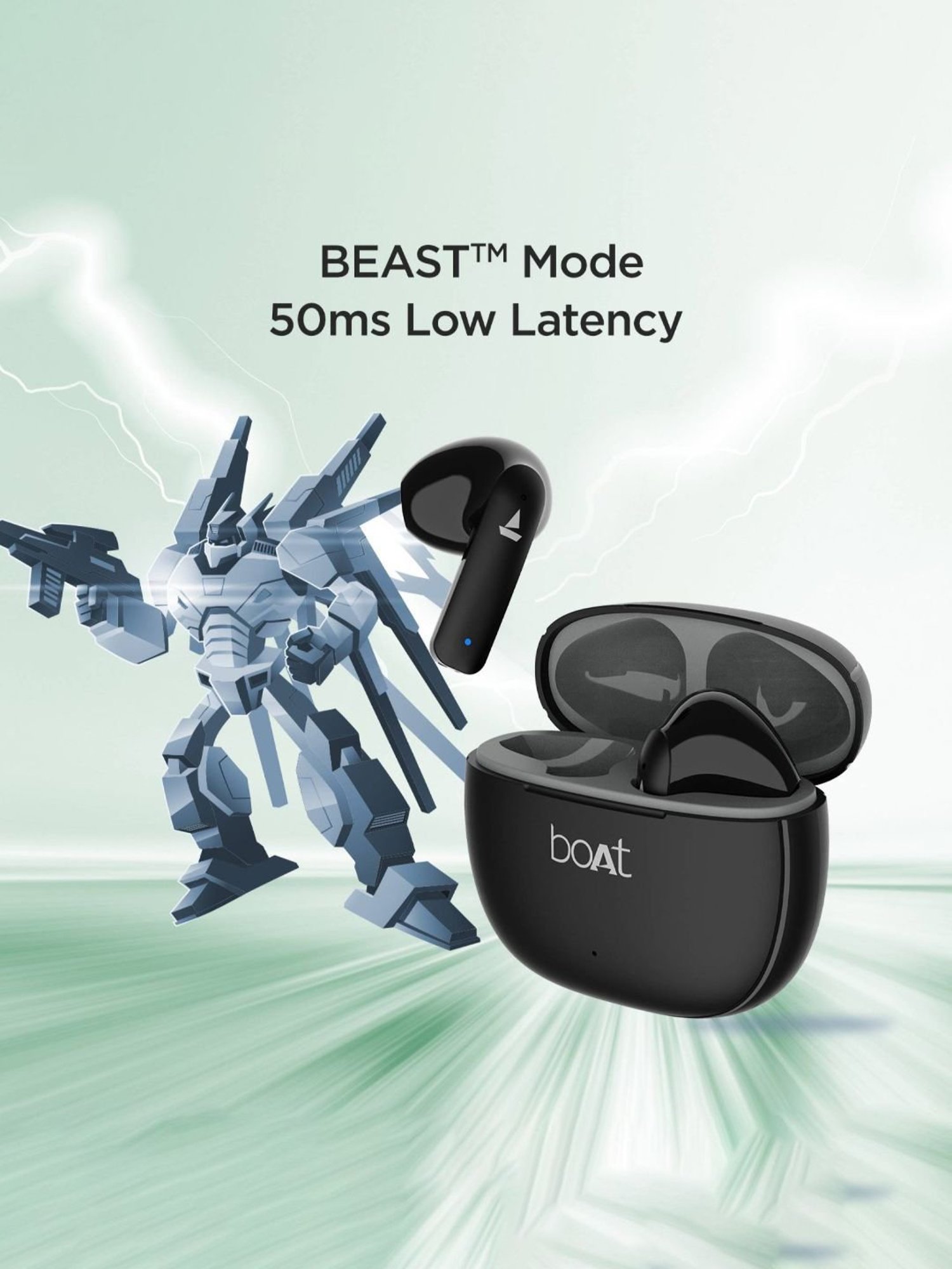 Boat Airdopes 100 In Ear BT Earbuds with Quad Mics ENx Technology (Opal Black, True Wireless)