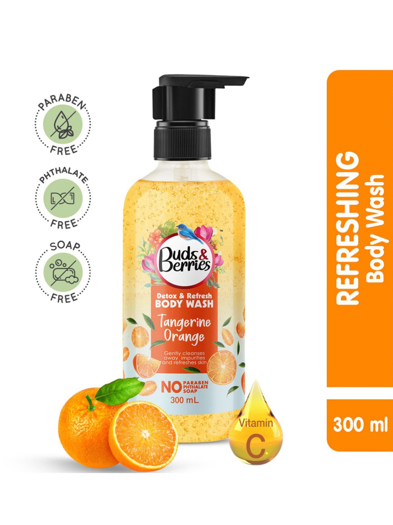 Buds & Berries Tangerine Orange Detox & Refresh Body Wash - 300 ml