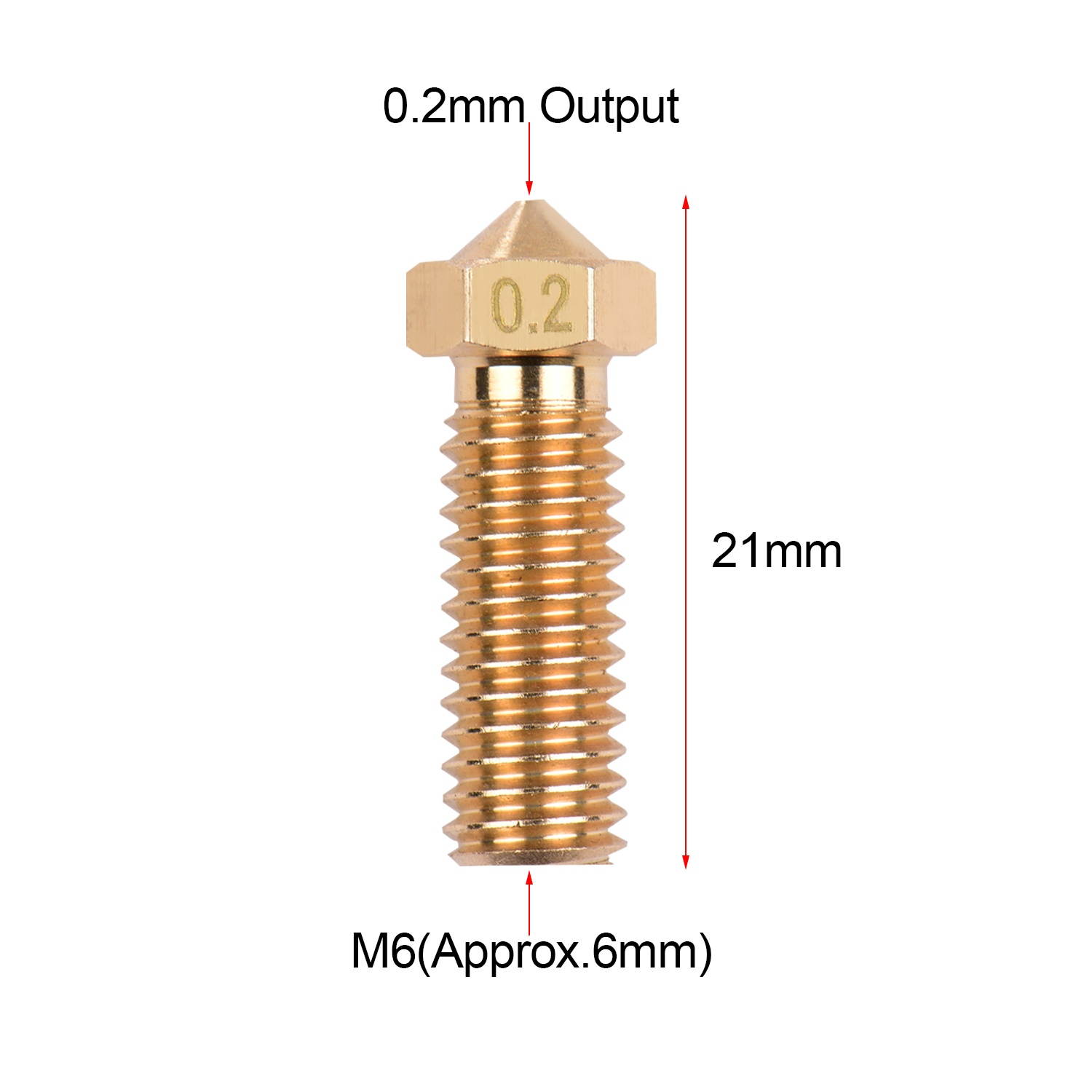 Aibecy 3pcs 3D Printer Extruder Brass Volcano Nozzle M6 Thread Printer Head 0.2mm Output for Sidewinder X1 TEVO Little Monster 1.75mm Filament