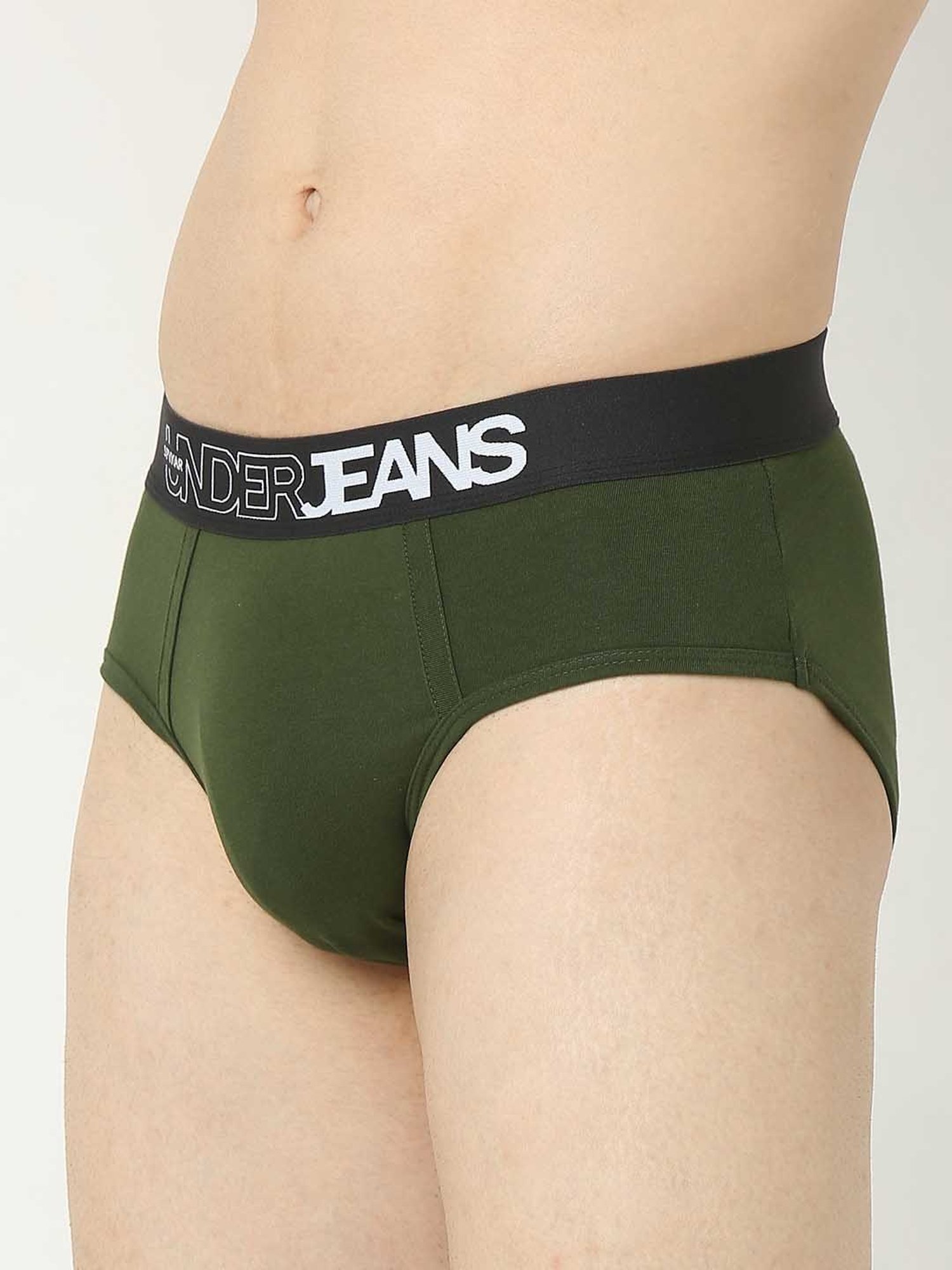 UnderJeans by Spykar Green Regular Fit Briefs - Pack of 2