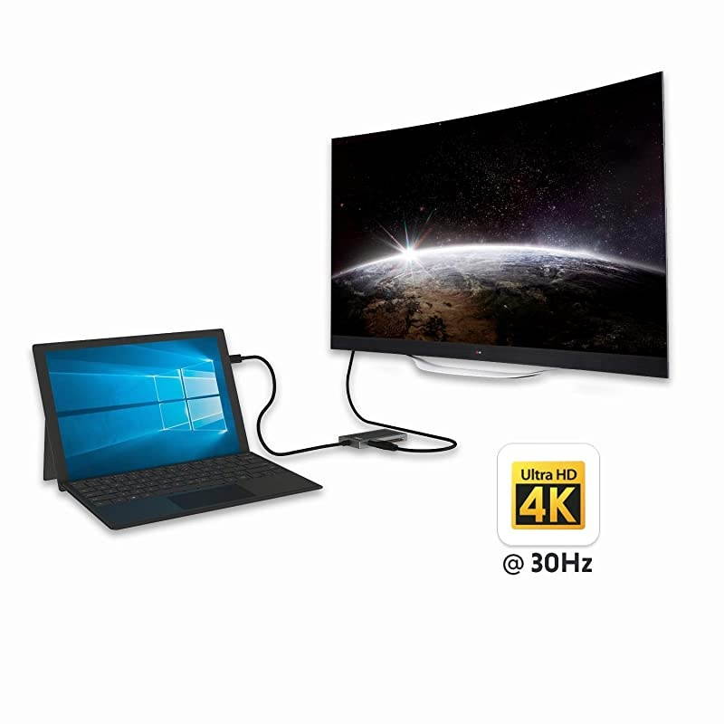 Microsoft Surface GO Compatible Docking Station USB C Dock | 5-in-1 SDXC Card Reader Hub | HDMI 4K USB-A 2.0 SD/MicroSD USB-C Charging Port | Compatible with Original Surface GO Power Plug