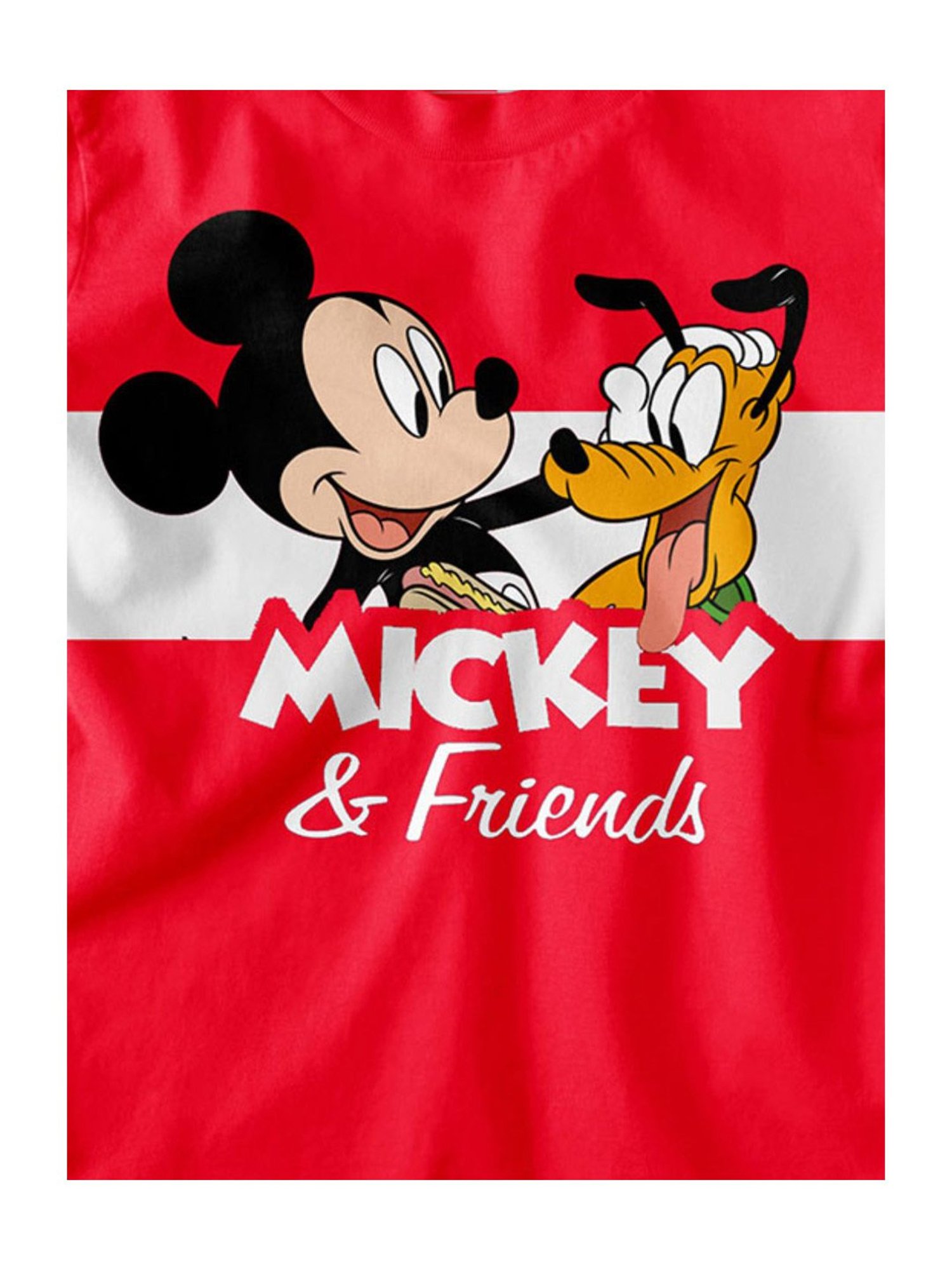 Bonkids Kids Red Cotton Printed Mickey & Friends T-Shirt