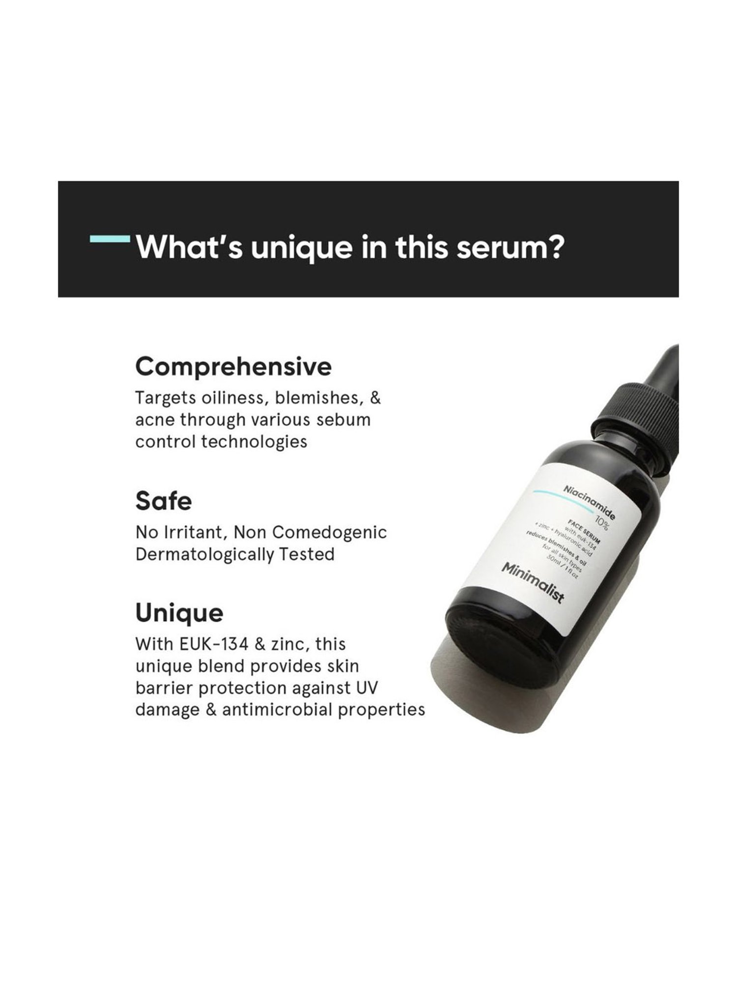 Minimalist Niacinamide 10% Face Serum for Blemishes & Oil Control with Zinc - 30 ml