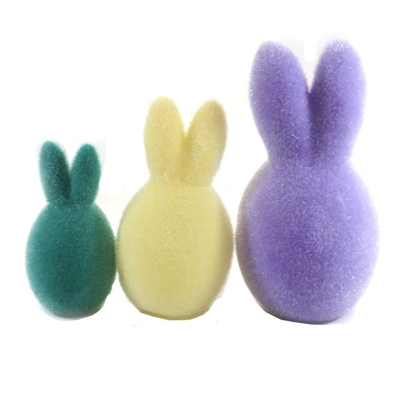 Easter 7.5" Flocked Bunny Family Set / 3. Rabbit Fuzzy Decorv Decoration  -  Decorative Figurines