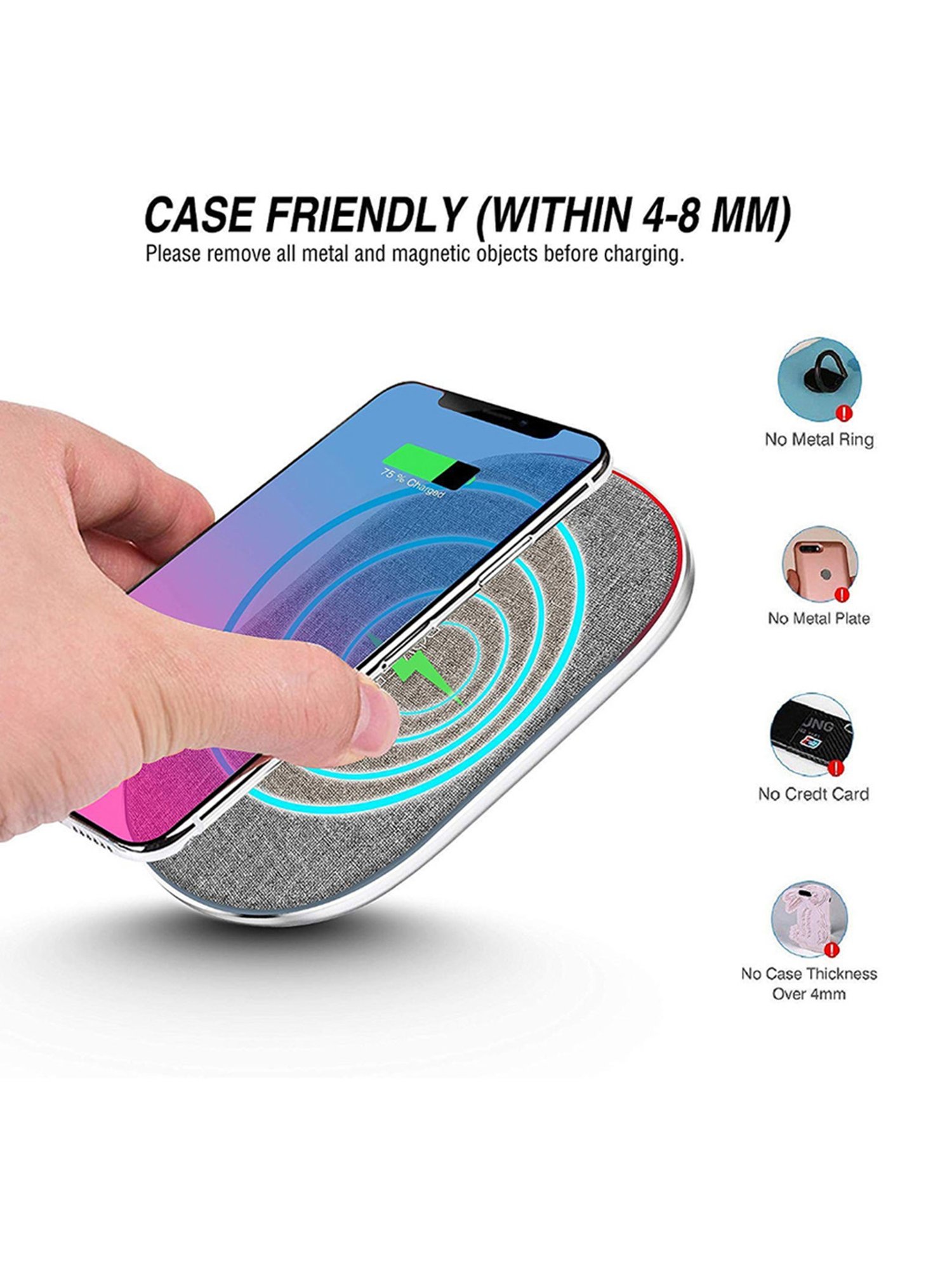 Powerup Stay Charged Wireless Charger Pad (Grey)