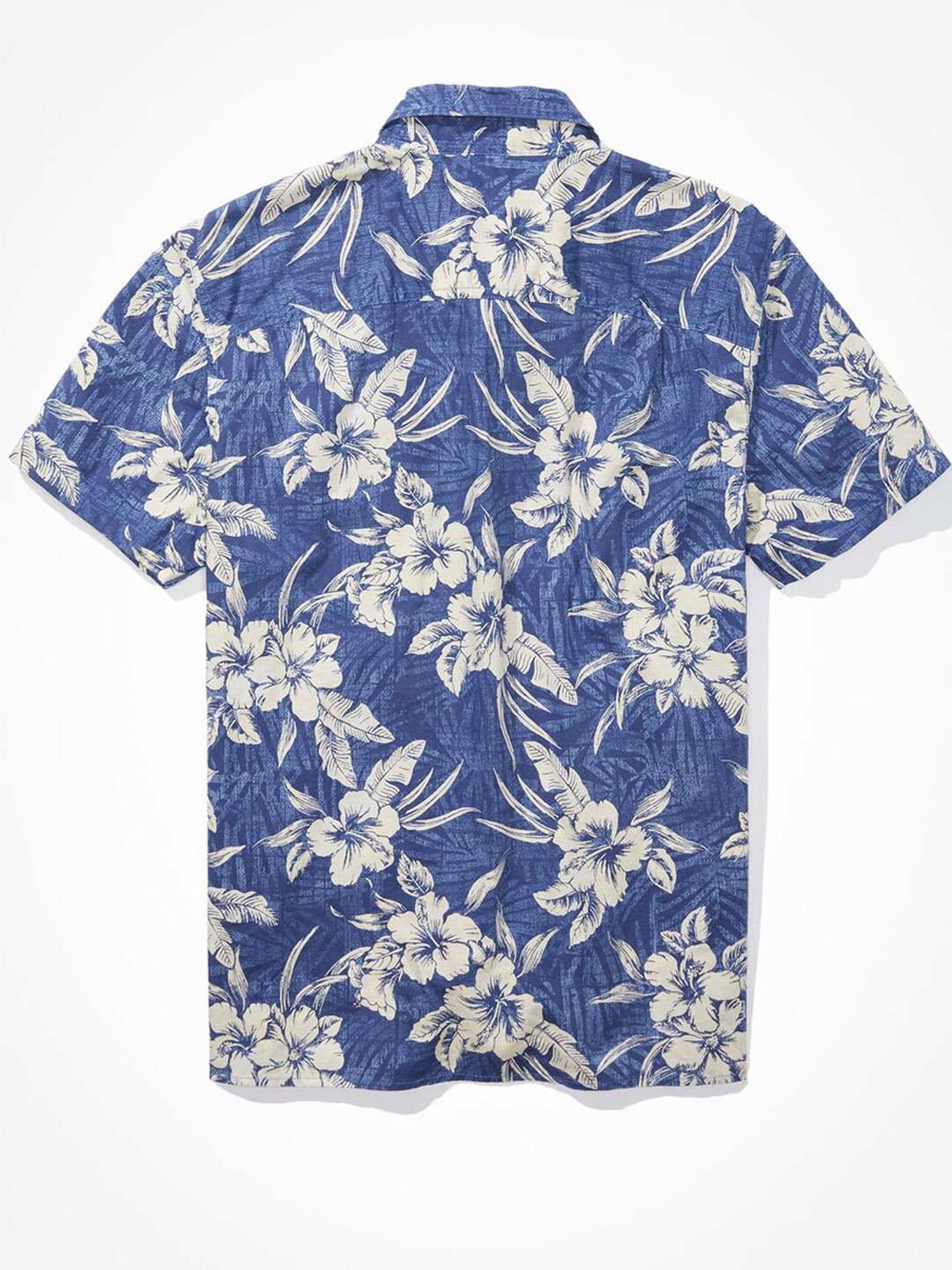 American Eagle Blue Cotton Regular Fit Printed Shirt