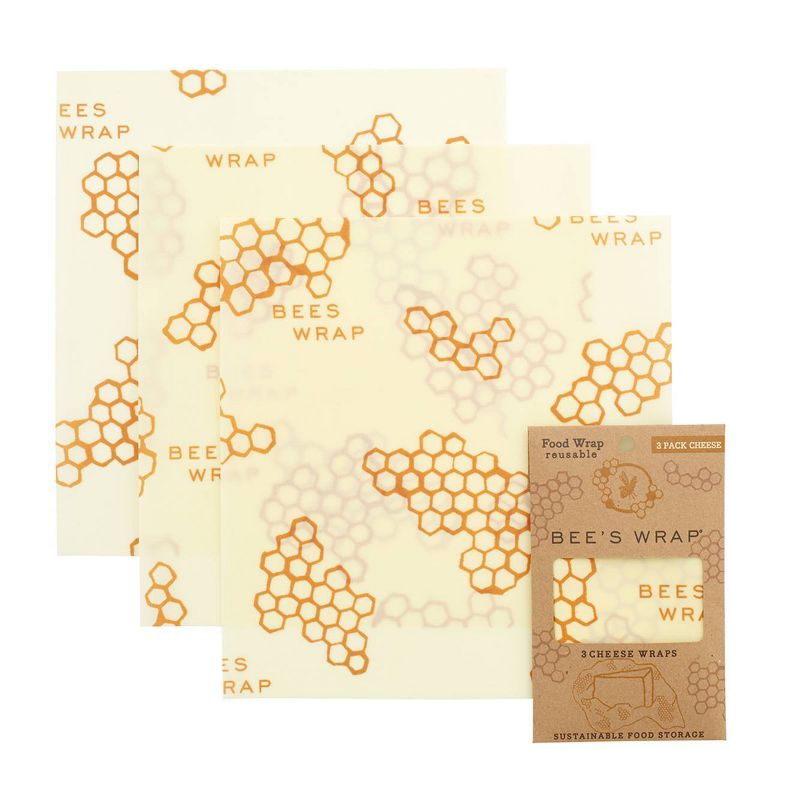 Bee's Wrap Cheese Wrap 3pk Reusable Beeswax Wraps Sustainable Plastic Free Cheese Saver