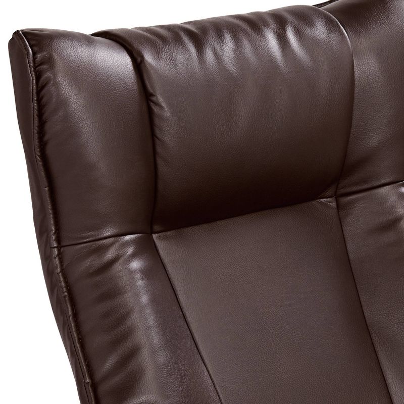 BenchMaster Morgan Java Faux Leather Ottoman and Swiveling Recliner