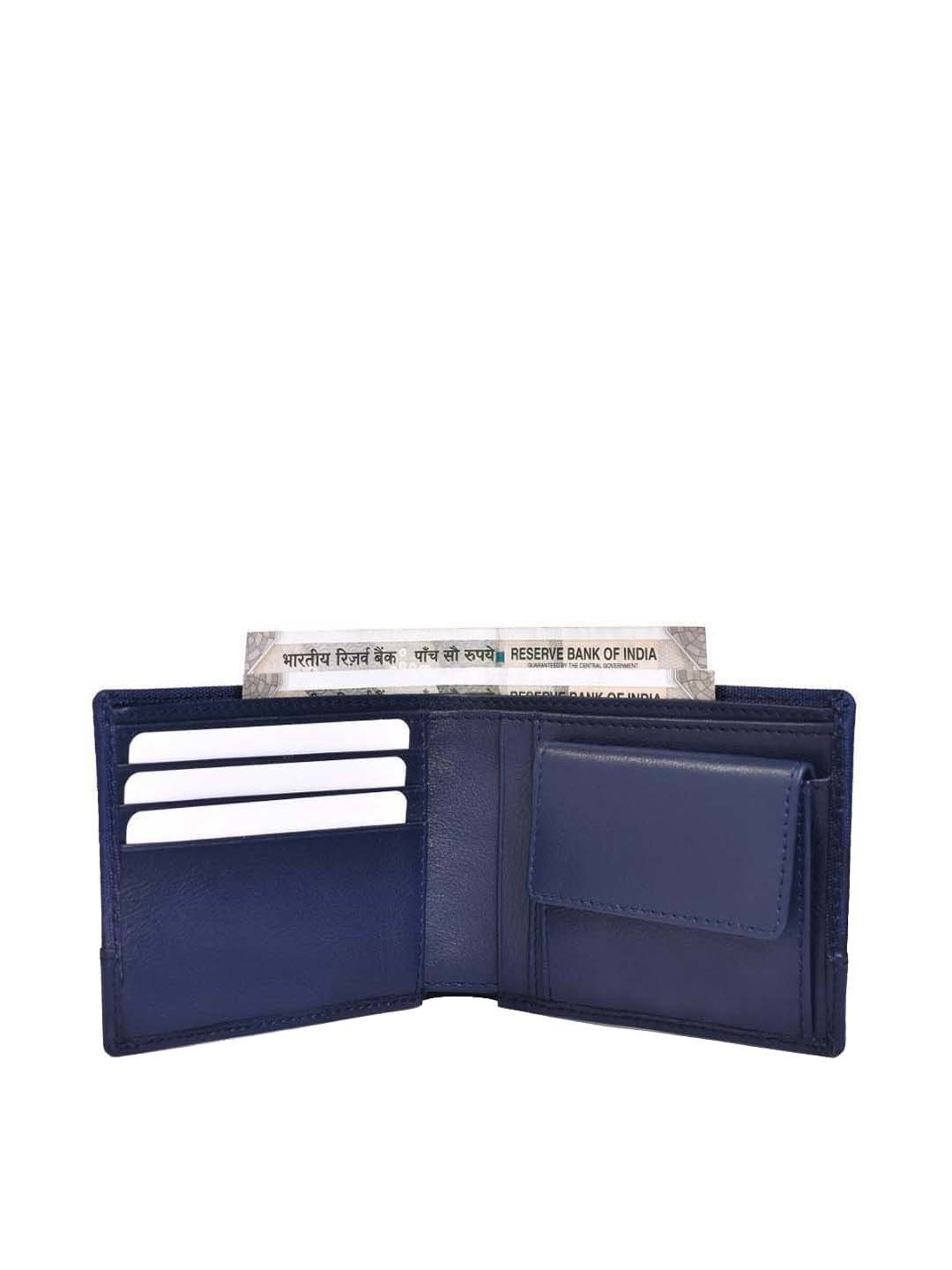 BELWABA Navy Casual Leather Bi-Fold Wallet for Men