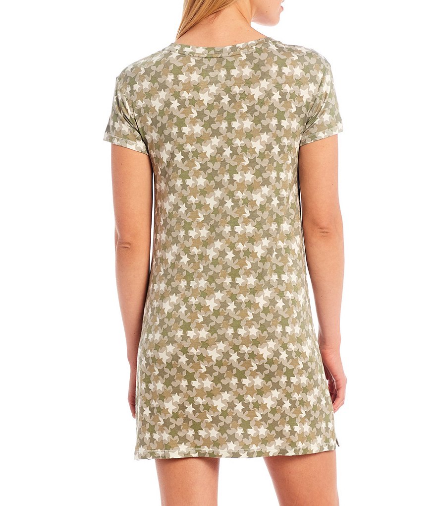 Jasmine & Ginger Camouflaged Stars Print Jersey Knit Sleepshirt