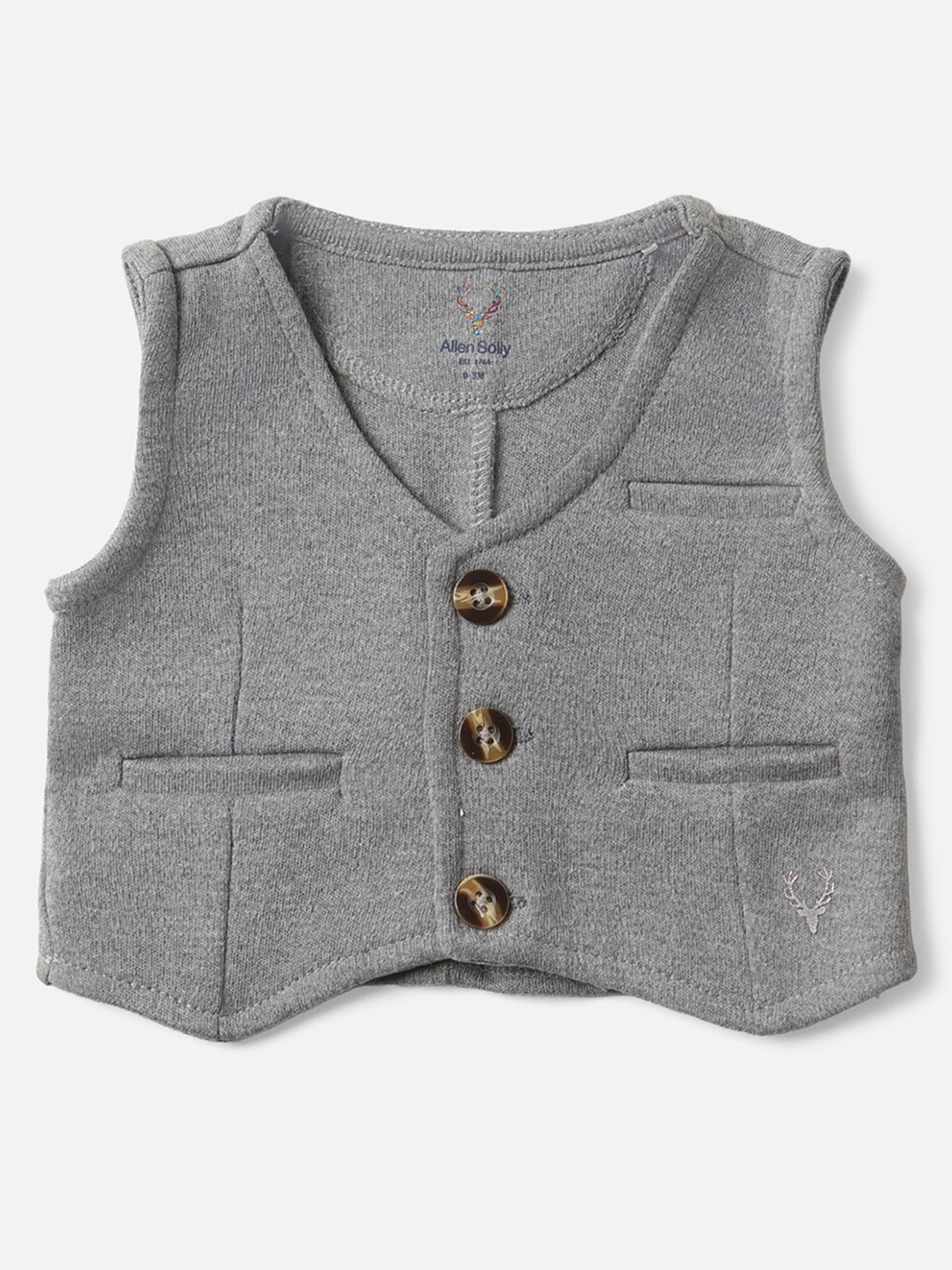 Allen Solly Junior Grey Textured Waistcoat