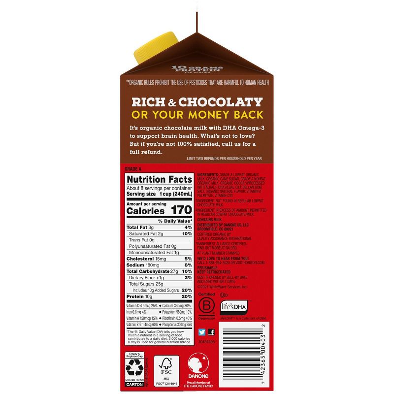 Horizon Organic 1% Chocolate Milk with DHA Omega-3 - 0.5gal