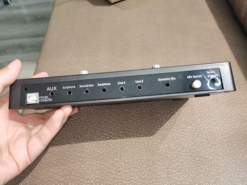 X9 Mini Audio Mixer Sound Card with DSP Independent Reverb Chip, 48V Power Multiple Sound Effects for Live Streaming Studio Recording Karoke Singing for PC or Mobile Phone