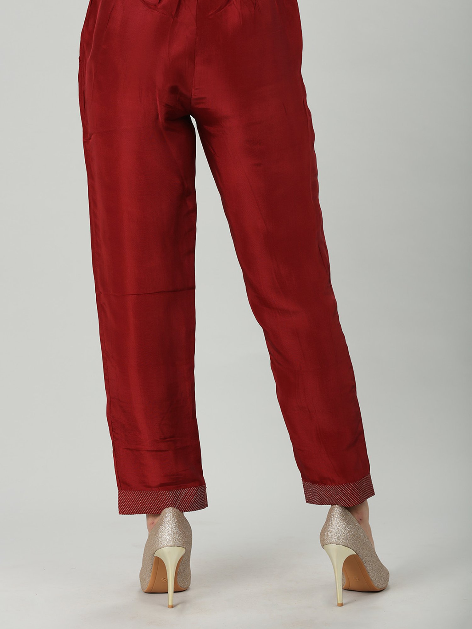 Mustard Maroon Regular Fit Palazzos